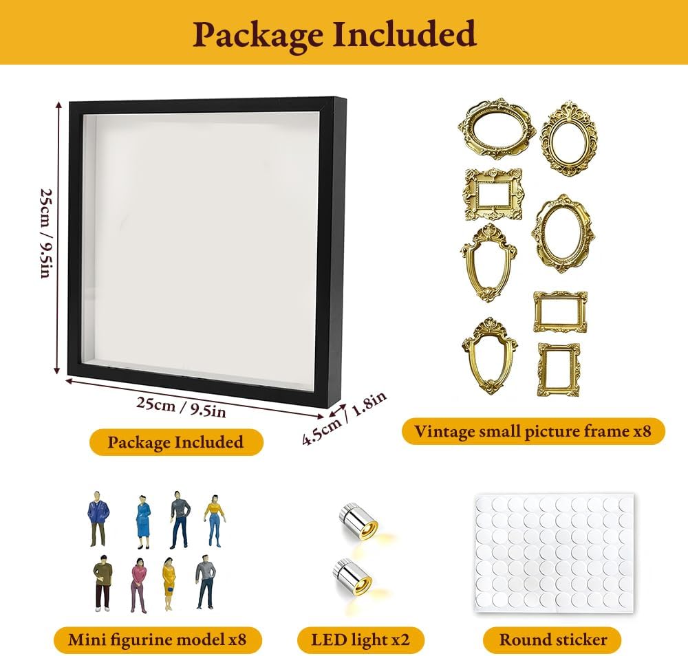 DIY Mini Museum Silhouette Box, Mini Figuren Menschen Museum mit lichtern, Kreatives Erinnerungsdisp