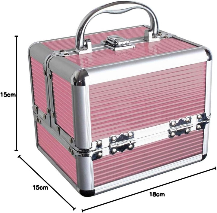 iGadgitz Home Mini Klein Aluminium Kosmetikkoffer, Schminkkoffer, Beautycase, Makeupbox - 4X ausklap