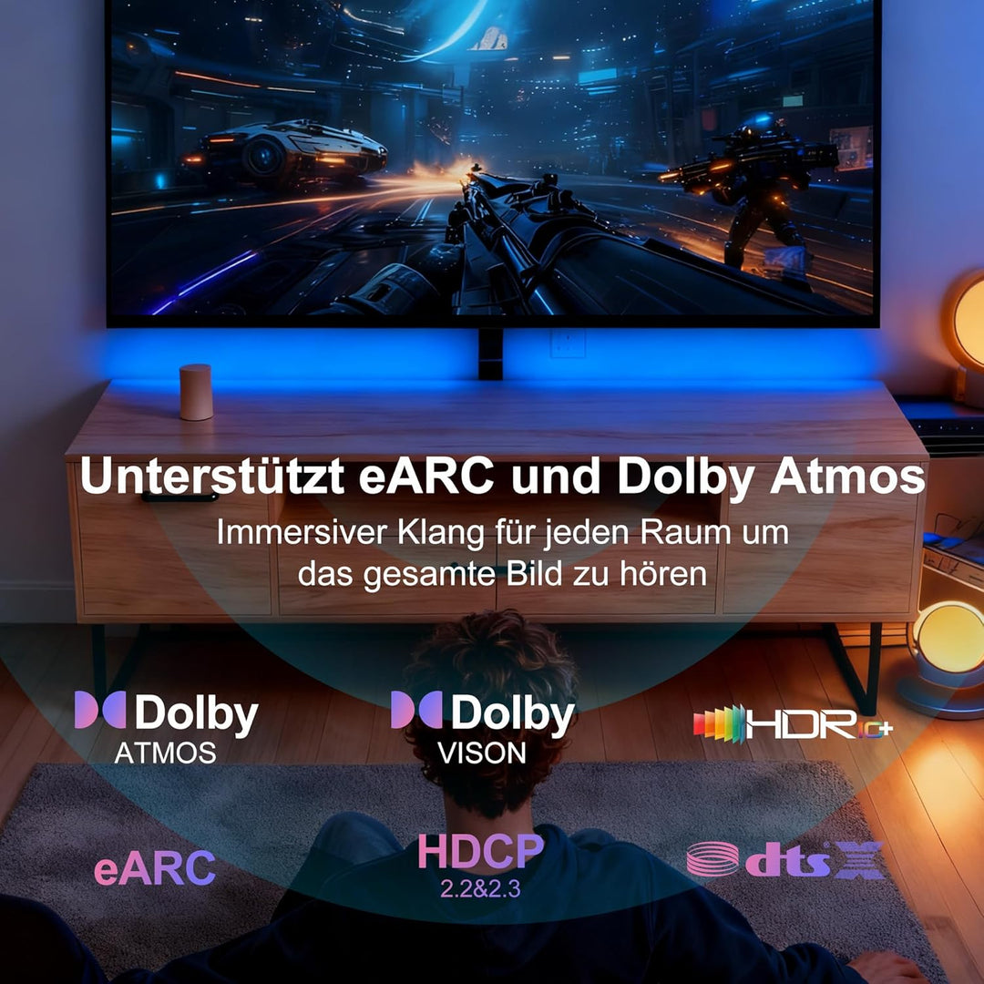 Glasfaser HDMI Kabel 7Meter 8K, 48Gbps Ultra High Speed Langes HDMI 2.1 Kabel Geflochten 8K@60Hz 4K@