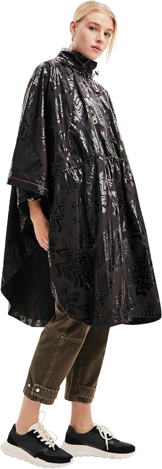 Desigual Women's Poncho_LOGOMANIA Bergen, Black, One Size