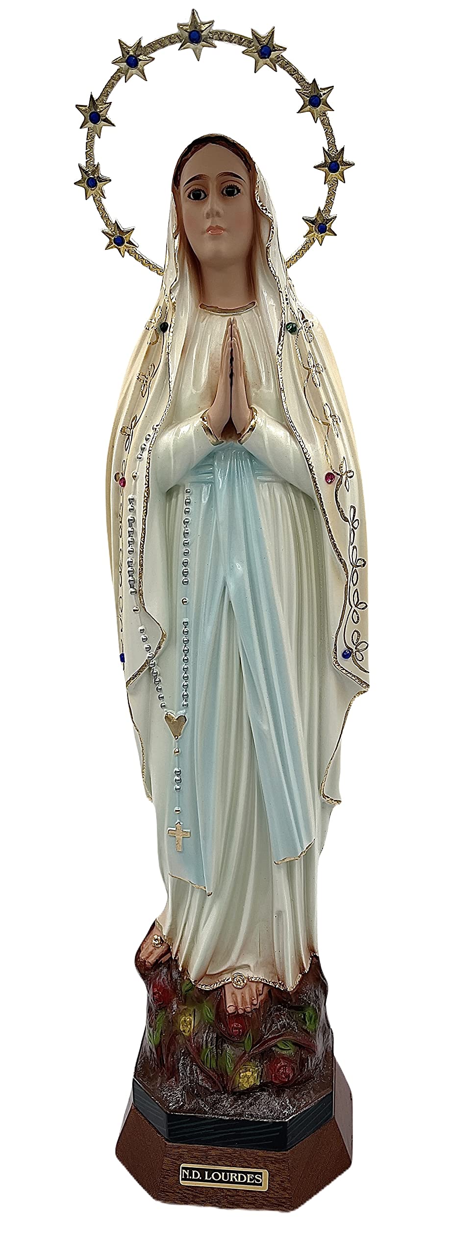 Statue Unserer Lieben Frau von Lourdes cm. 46 aus Polyester mit Glasaugen - Handarbeit