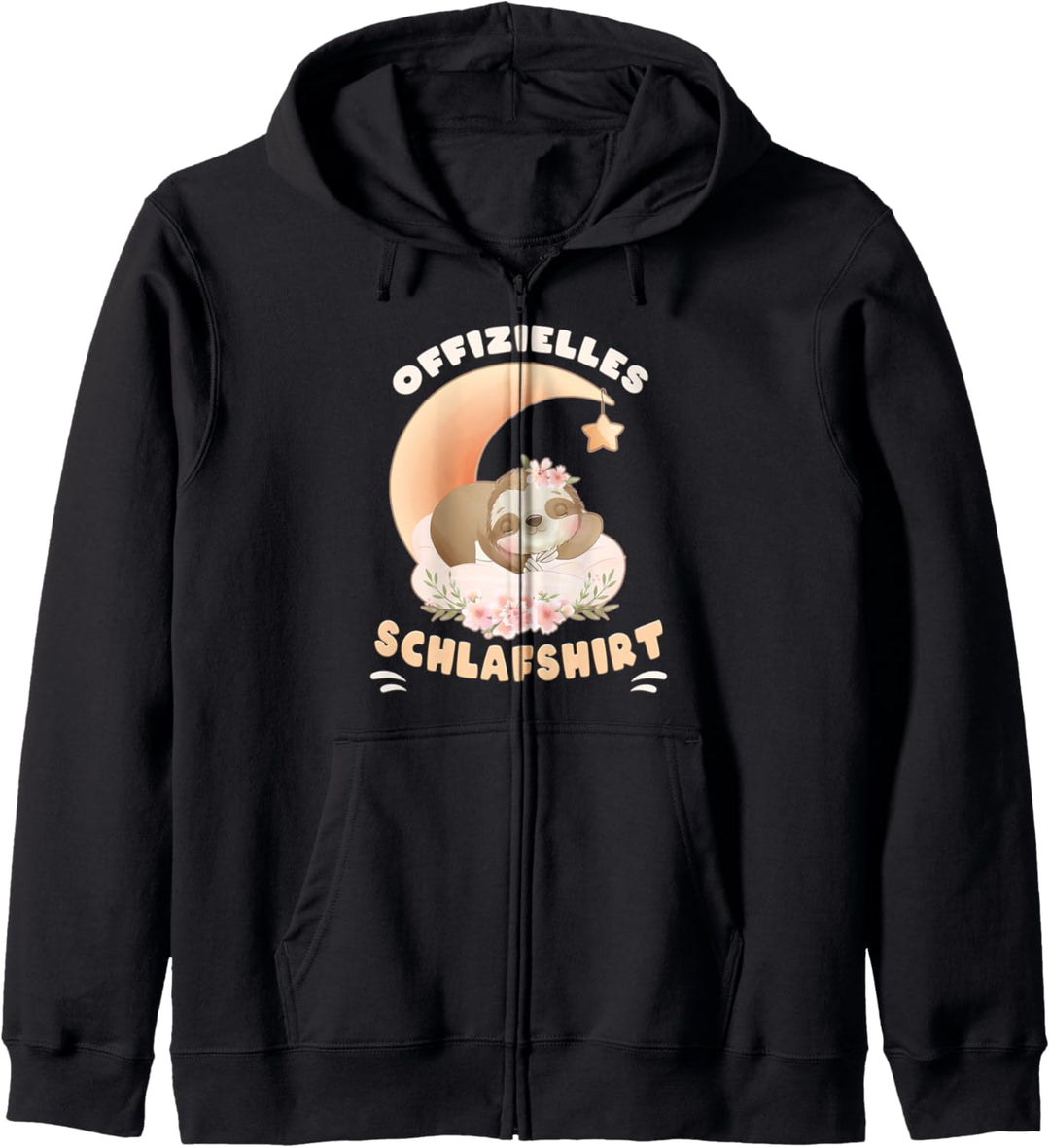 Offizielles Schlafshirt, Faultier, Blumen, Mond Kapuzenjacke