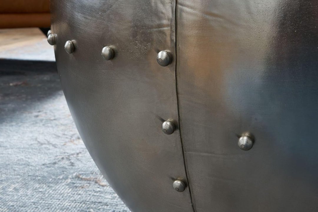 FineBuy Couchtisch Mango Massivholz/Metall 60x43x60 cm Industrial Style Rund | Design Wohnzimmertisc