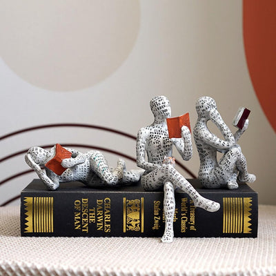 PIGPIGFLY 3pcs Leserstatue,Deko Figuren,Deko Wohnzimmer,Home Store Dekoration, Leser,Modern Abstract