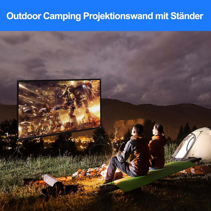 VISULAPEX 120" Leinwand Beamer mit Stand HD 4K, 16: 9, 160°Betrachtung Leinwand Beamer mit Stativ Sc