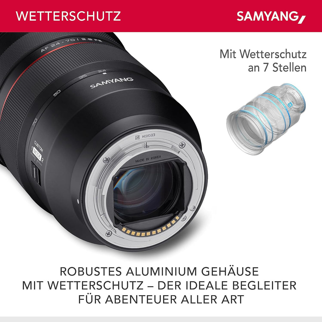 Samyang AF 24-70mm F2,8 FE kompatibel mit Sony E - Autofokus Vollformat & APS-C 24-70mm Zoom Objekti