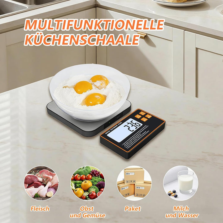Küchenwaage Digital, 15kg/1g mit Abnehmbarem Display, Edelstahl Oberfläche, Mit Separatem LCD-Displa