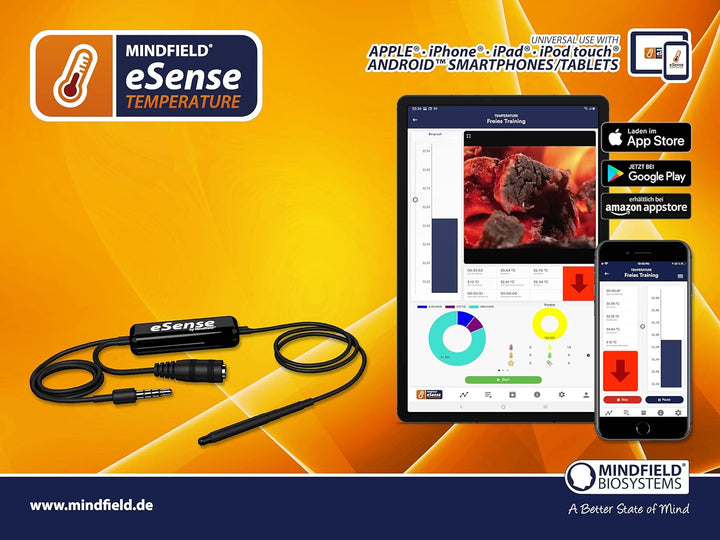Mindfield eSense Temperature | Biofeedback zum Stressreduktion | Mit App für iPhone und Android | In