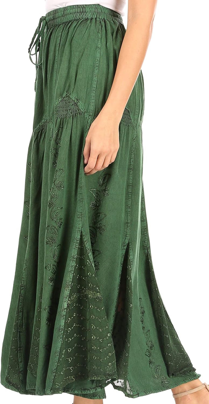 Sakkas Olivia Damen Maxi böhmischen Zigeuner Langen Rock mit elastischer Taille und Spitze Einheitsg