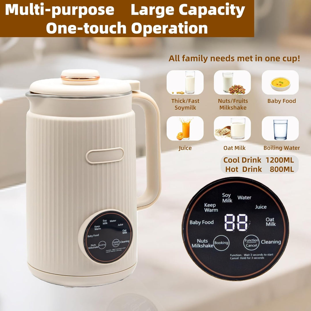 9 in 1 Nussmilchmaschine丨12-Klingen 丨1.2 L für 3-4 Personen丨All-in-One für Sojamilch, Babynahrung, S