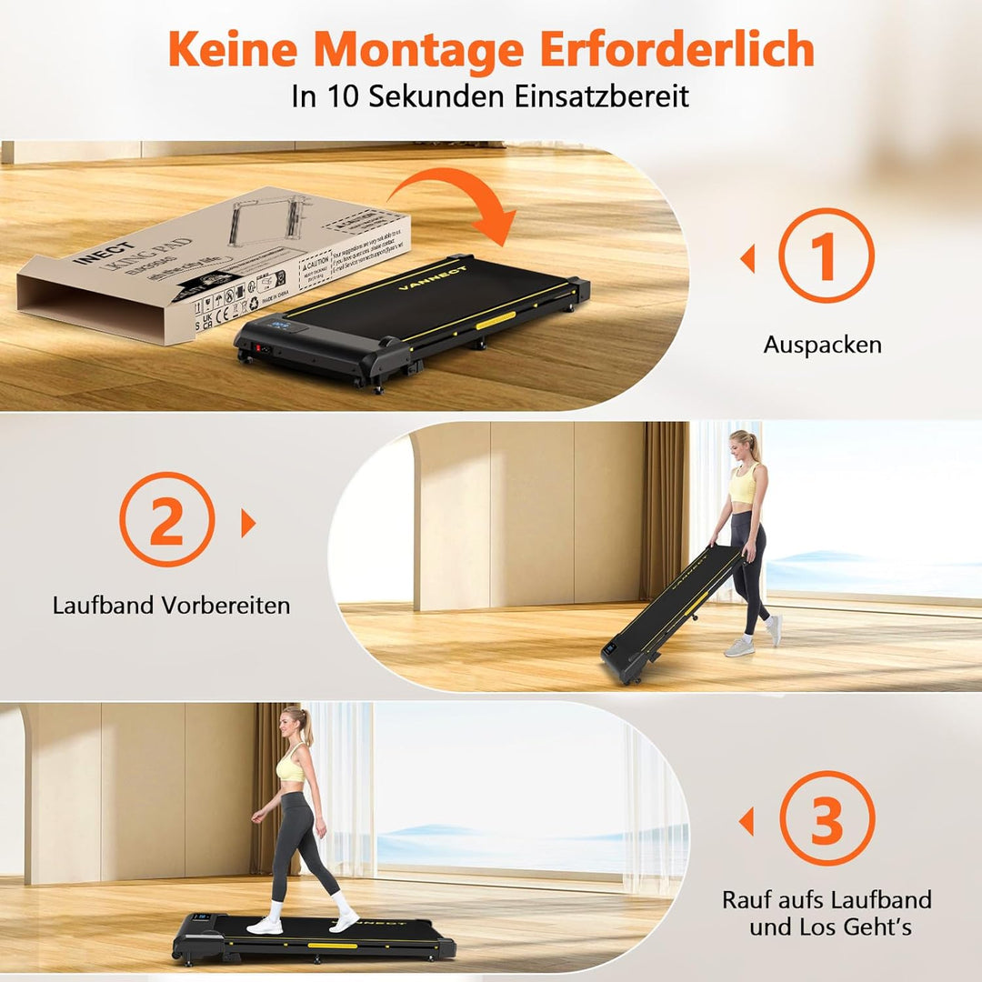 Walking Pad, 4 in 1 Laufband für Zuhause mit 9% Steigung, 1-10 km/h Walking Machine mit LED-Anzeige,