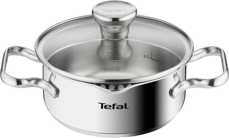 Tefal Duetto Kochtopf A70542 | 16 cm| Induktionsgeeignet | Einfache Reinigung | Messskala | Glasdeck