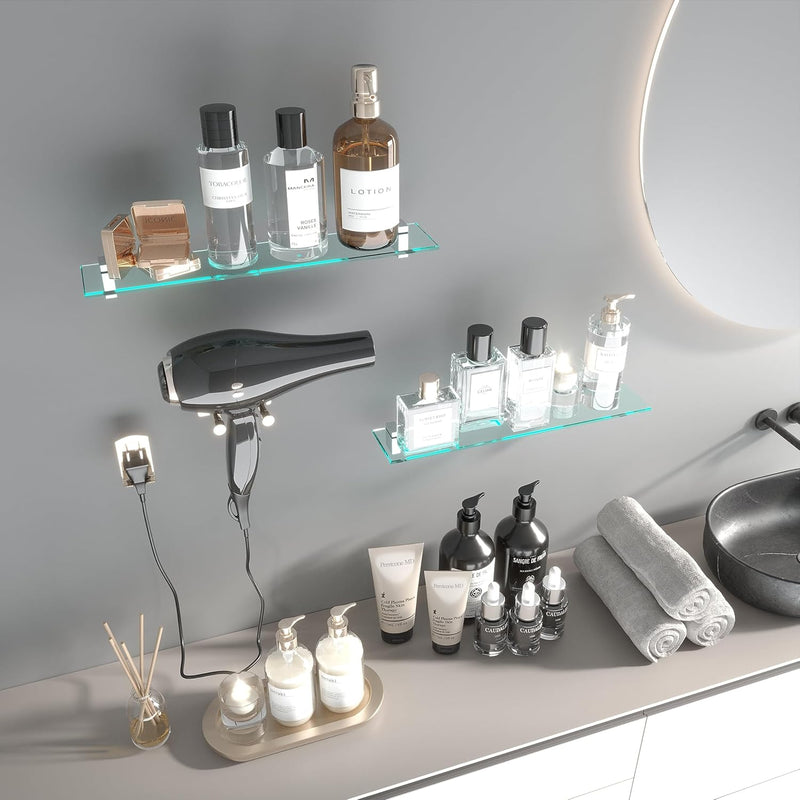 bijon Glasregal Glasablage Wandregal Glas Bad-Regal Glas Badezimmer Regal Badablage Ablageregal - 8m