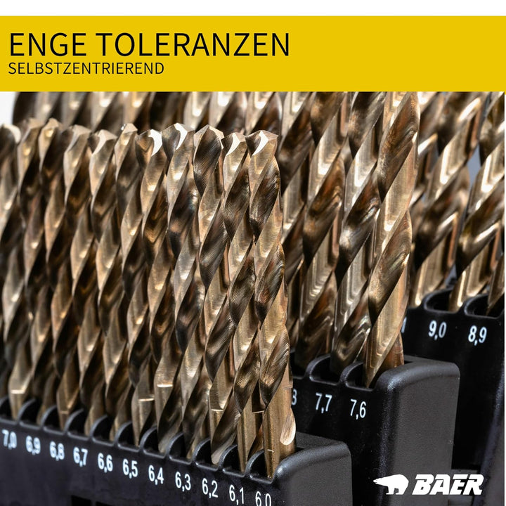 BAER HSSE Spiralbohrer Set (0,1mm steigend) 6-10 mm - Spiralbohrersatz aus hochlegiertem HSSE/Cobalt