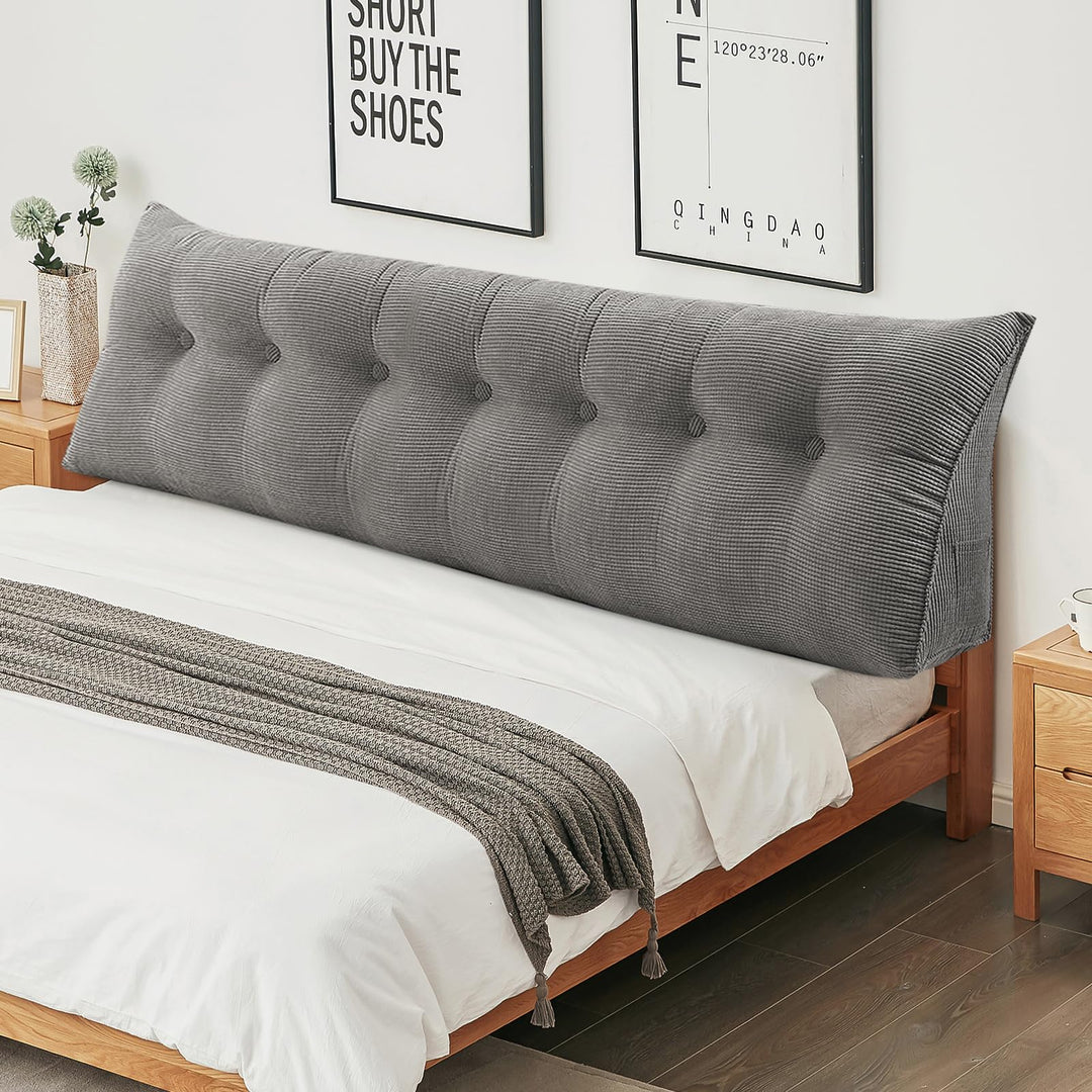 OHMG 200CM Rückenkissen,Lesekissen Für Bett Und Sofa,Praktisches Seitenfach,Removable Cover,Keilkiss