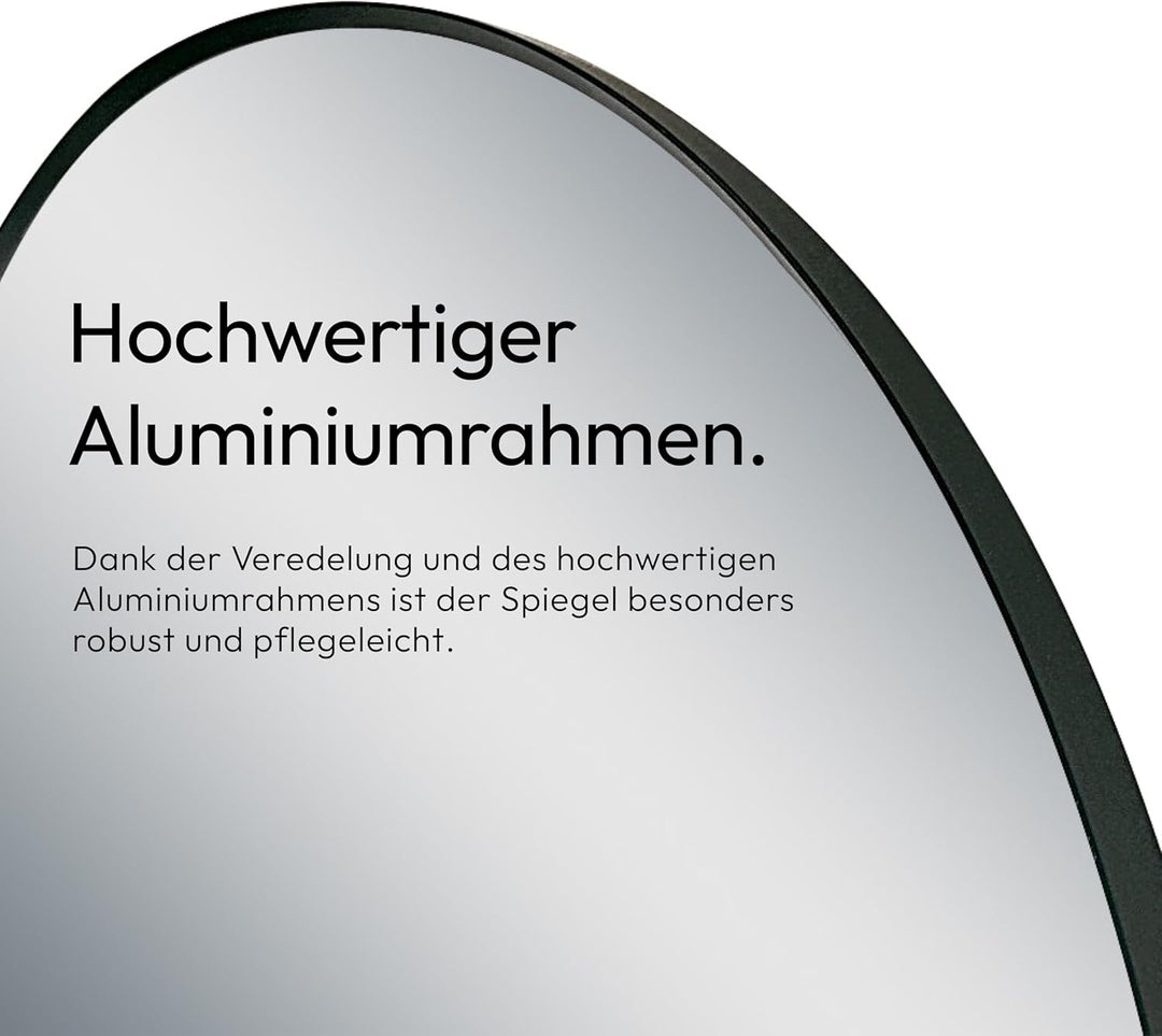 Talos Spiegel rund Black Circle - Spiegel schwarz mit Ø 60 cm - Wandspiegel mit hochwertigen Alumini