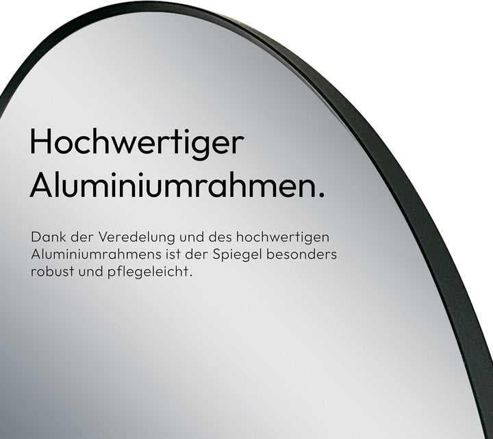 Talos Spiegel rund Black Circle - Spiegel schwarz mit Ø 60 cm - Wandspiegel mit hochwertigen Alumini
