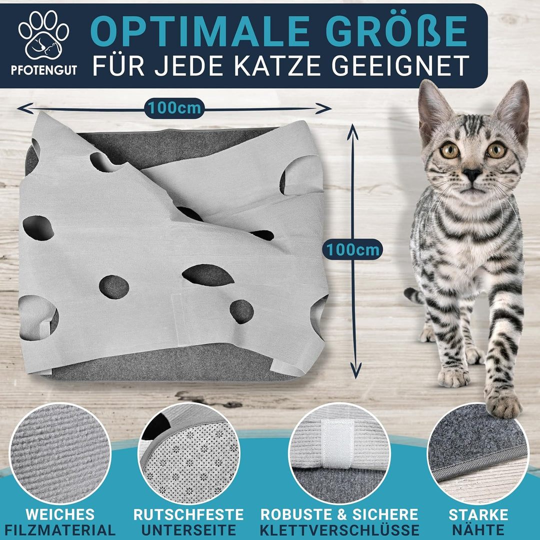 Katzenteppich [100x100 cm] - interaktive Spielmatte aus Filz mit individuellen Formen zur Beschäftig