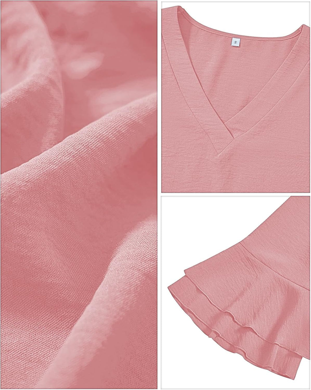 Tanmolo Damen Bluse Elegant V-Ausschnitt 3/4 Ärmel Lässige Blusen mit Rüschenärmel Tunika Tops Altro