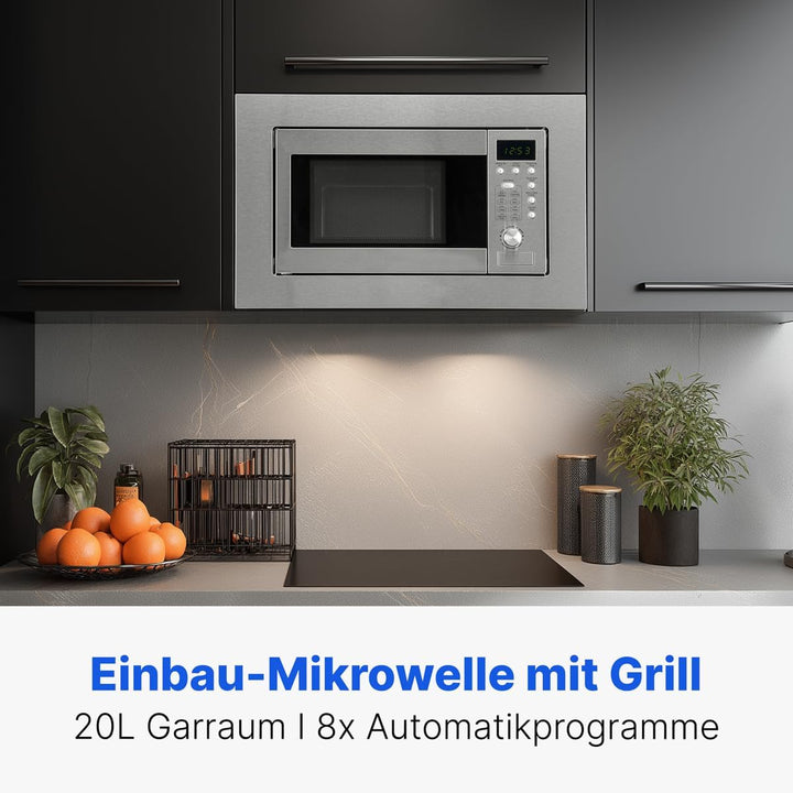 Bomann MWG 2215 EB Einbau-Mikrowelle mit Grill / 20 Liter / 5 Mikrowellen-Leistungsstufen / 1 Grills