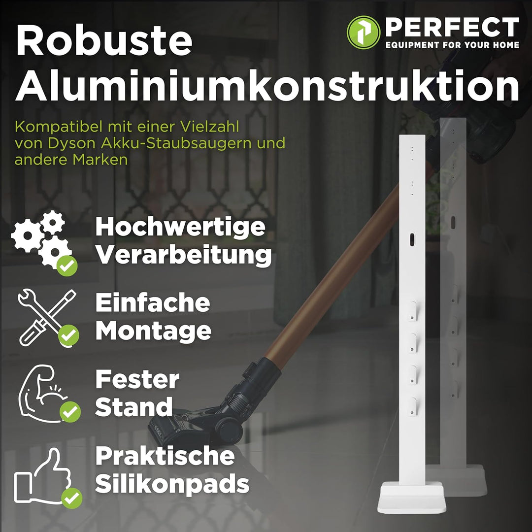 PERFECT EQUIPMENT FOR YOUR HOME PHD-D200W, Staubsaugerständer, Aluminium, Weiss, Weiss