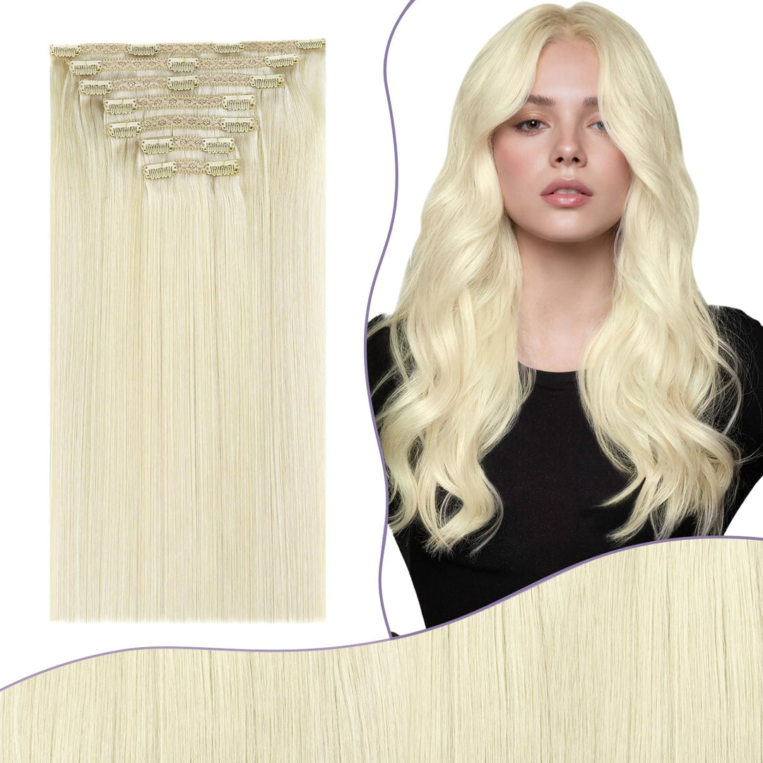Clip in Extensions Echthaar Blond 40cm 135g 7 Stücke Dick Haare Extension Clip in Echthaar Remy Haar
