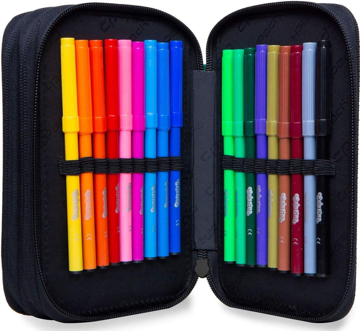 Goldkids COOLPACK XXL Federtasche Federmappe Federmäppchen 44-teilig gefüllte Schüleretui 3-stöckig