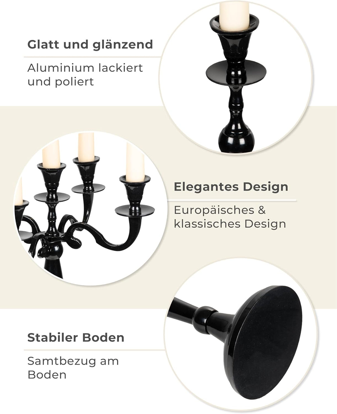 Gräfenstayn® Kerzenleuchter 1, 3 oder 5-armig Kerzenständer - Verschiedene Grössen - Leuchter Kandel