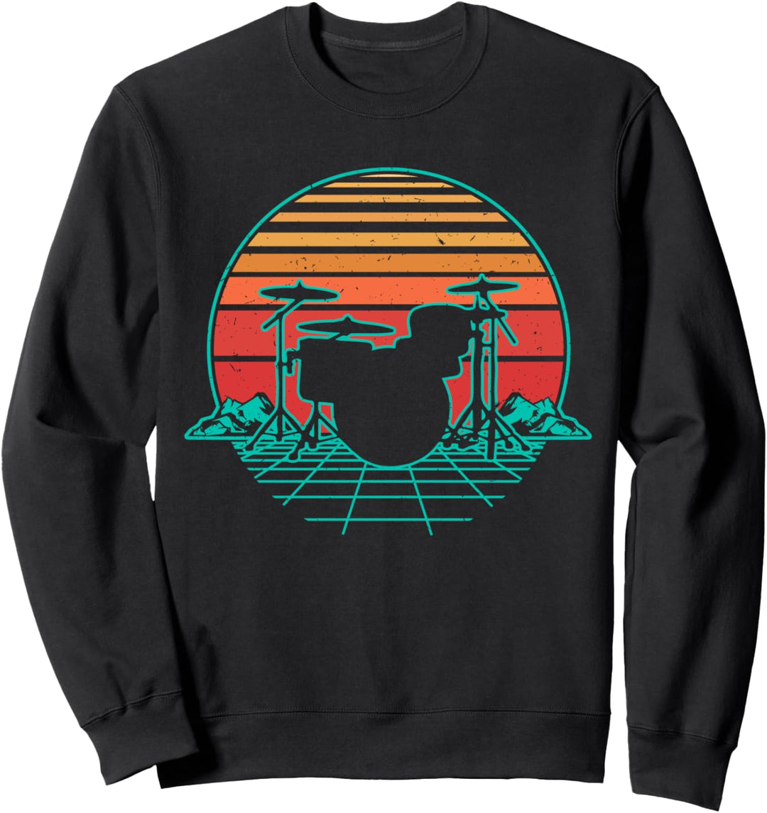 Schlagzeug Schlagzeuger Musik Retro Vintage Sunset Geschenk Sweatshirt