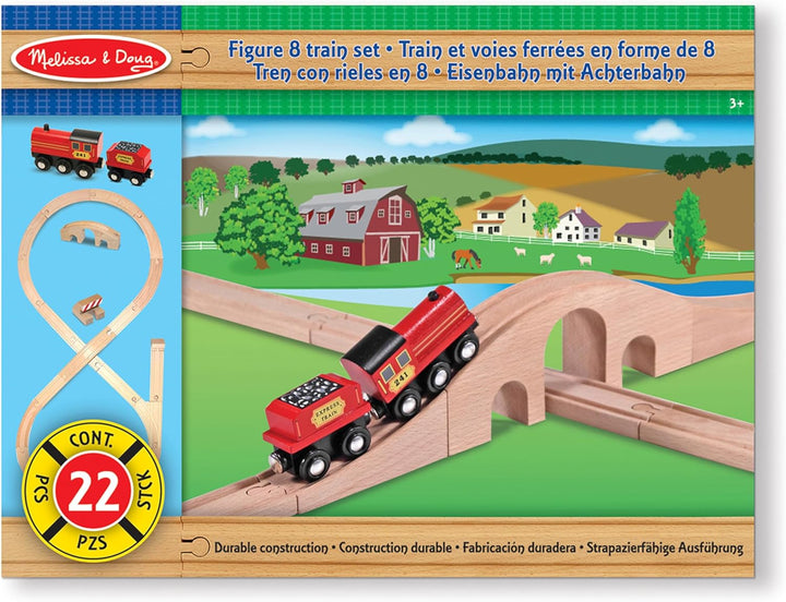 Melissa & Doug Classic Wooden Figure Eight Train Set (22 pcs)