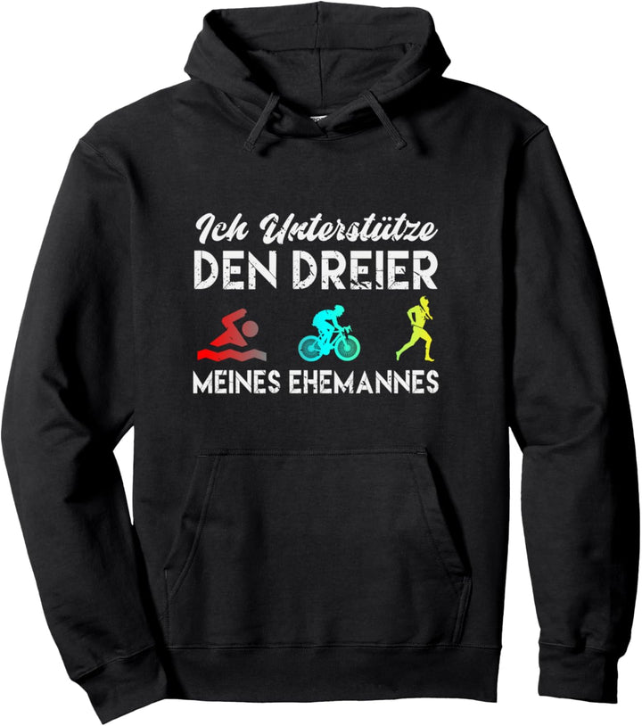 Ich unterstütze den Dreier meines Ehemannes Triathlon Pullover Hoodie