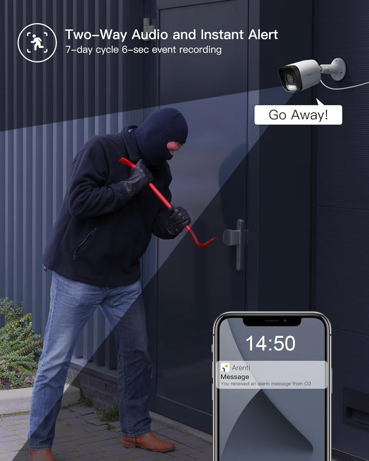 ARENTI 2.5K/4MP Überwachungskamera Aussen, 2.4G WLAN IP Kamera Überwachung Aussen mit APP, Vollfarb-