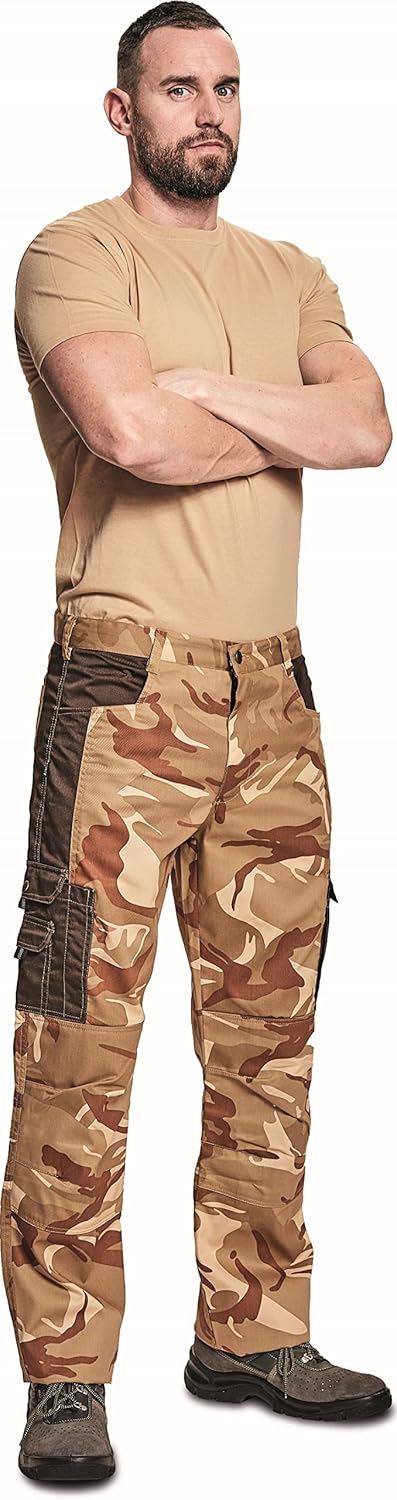 DINOZAVR Crambe Herren Tarnhose Arbeitshose/Cargohose - Strapazierfähig Bundhose 3XL Beige, 3XL Beig