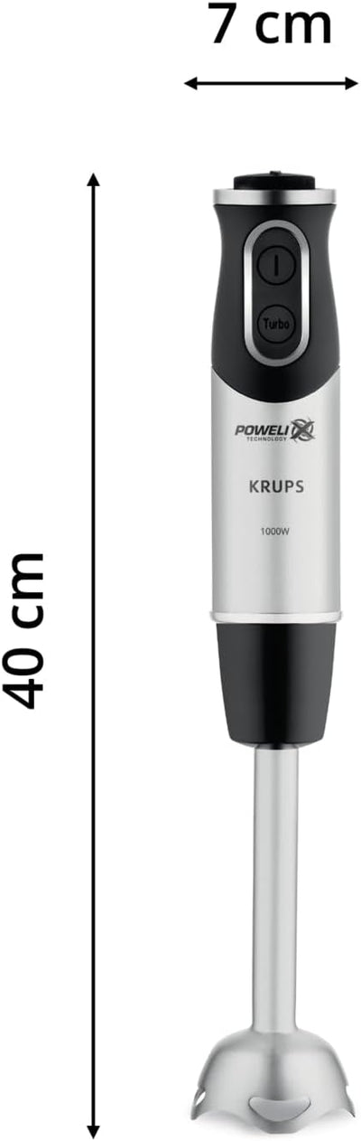 Krups Perfect Mix Stabmixer HZ6568 | Blender | 1000 Watt | Edelstahlfuss | 4 extra scharfe Messer |