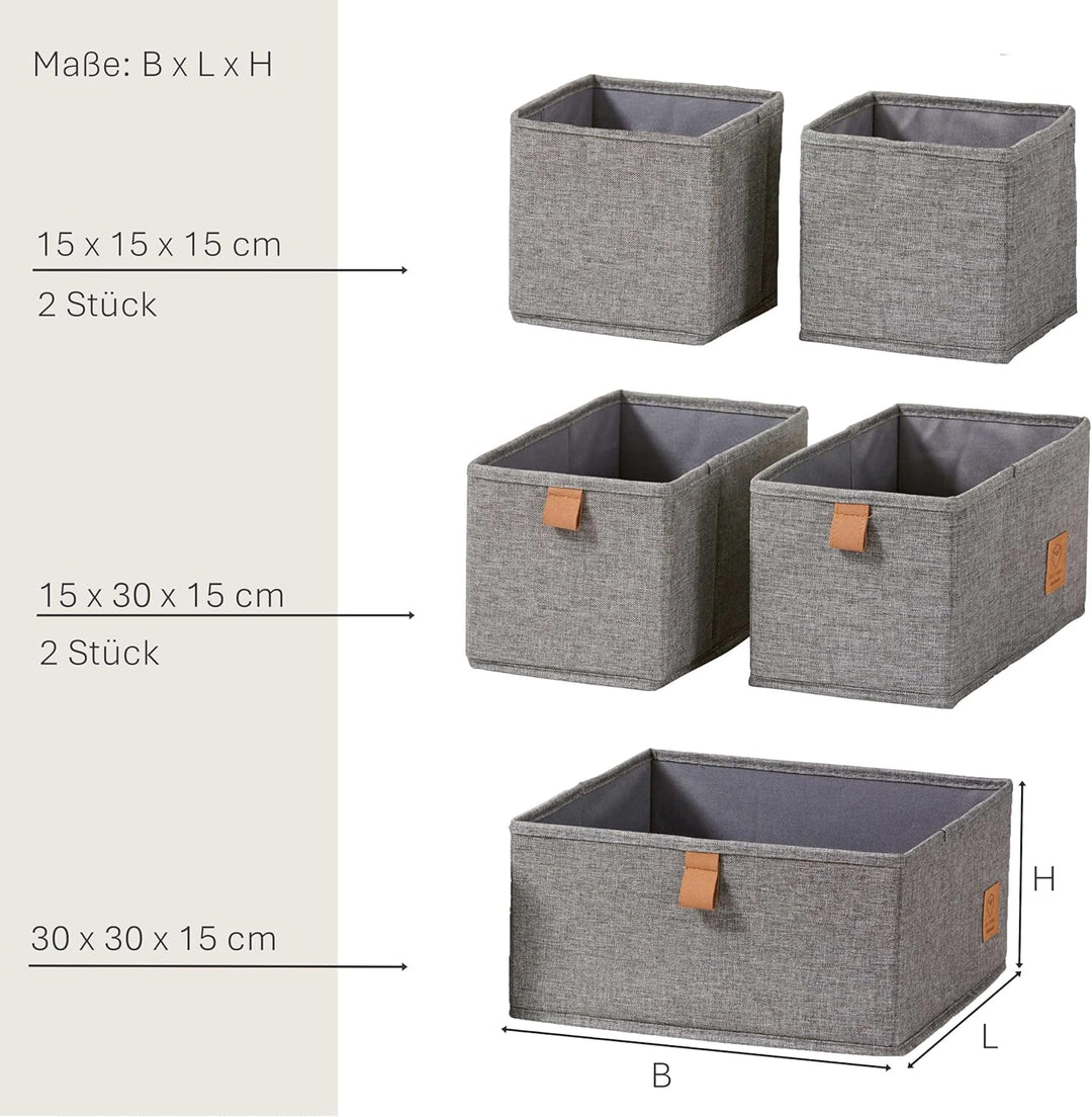 LOVE !T STORE !T Premium Home Storage | Schubladen Organizer Set 5 tlg. | 1x 30x30x15cm 2x 30x15x15c