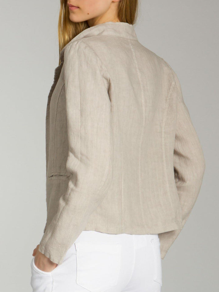 Caspar BZR004 kurzer Damen Leinen Sommer Blazer XS Beige, XS Beige