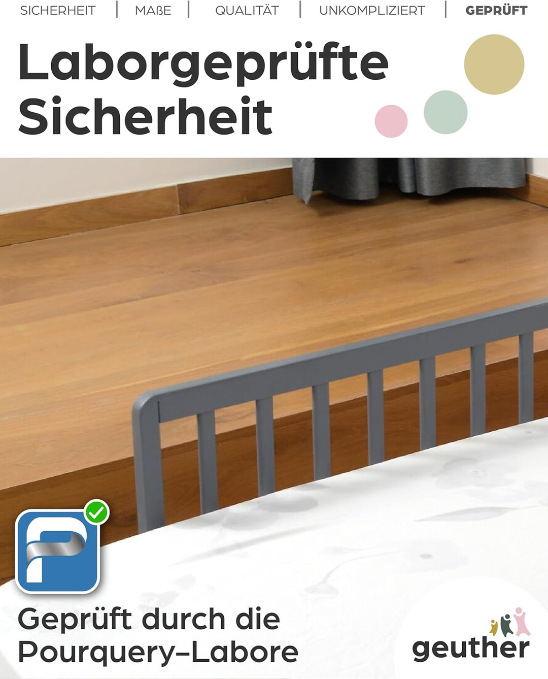 Bettschutzgitter in 90 und 140 cm Farbe Grau, Grösse 140 cm Grau 140