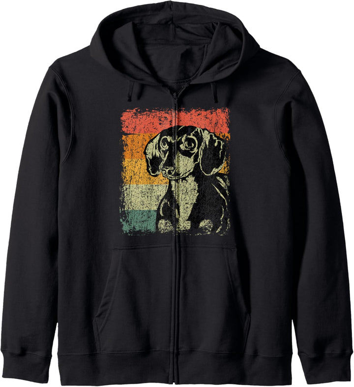 Retro Dachshund Hund Geschenk Vintage Dackel Kapuzenjacke