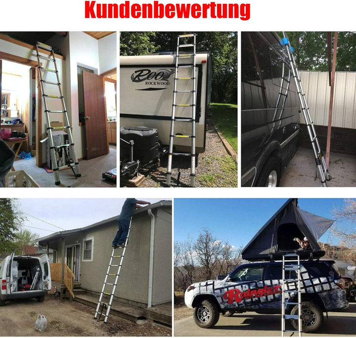 Teleskopleiter Klappleiter 2,6m Anti-Rutsch Mehrzweckleiter Ausziehbar Tragbare Edelstahl Leiter 150