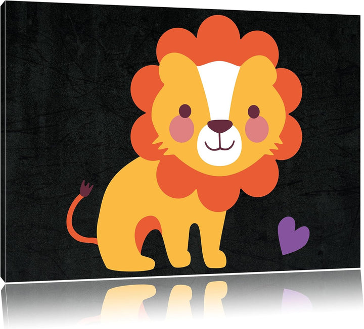 Niedliches Löwe schwarz, Format: 100x70 auf Leinwand, XXL riesige Bilder fertig gerahmt mit Keilrahm