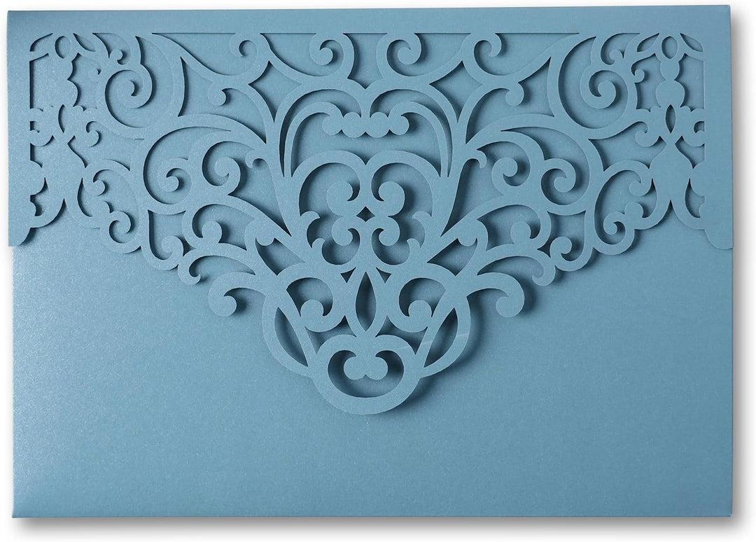 ponatia 20 x lasergeschnittene Hochzeitseinladungstaschen, dreifach gefaltet, 12,7 x 17,8 cm, laserg