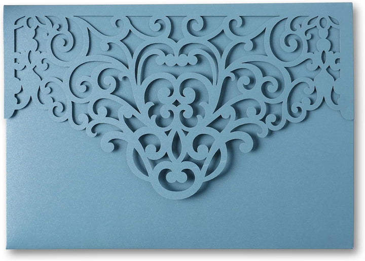 ponatia 20 x lasergeschnittene Hochzeitseinladungstaschen, dreifach gefaltet, 12,7 x 17,8 cm, laserg
