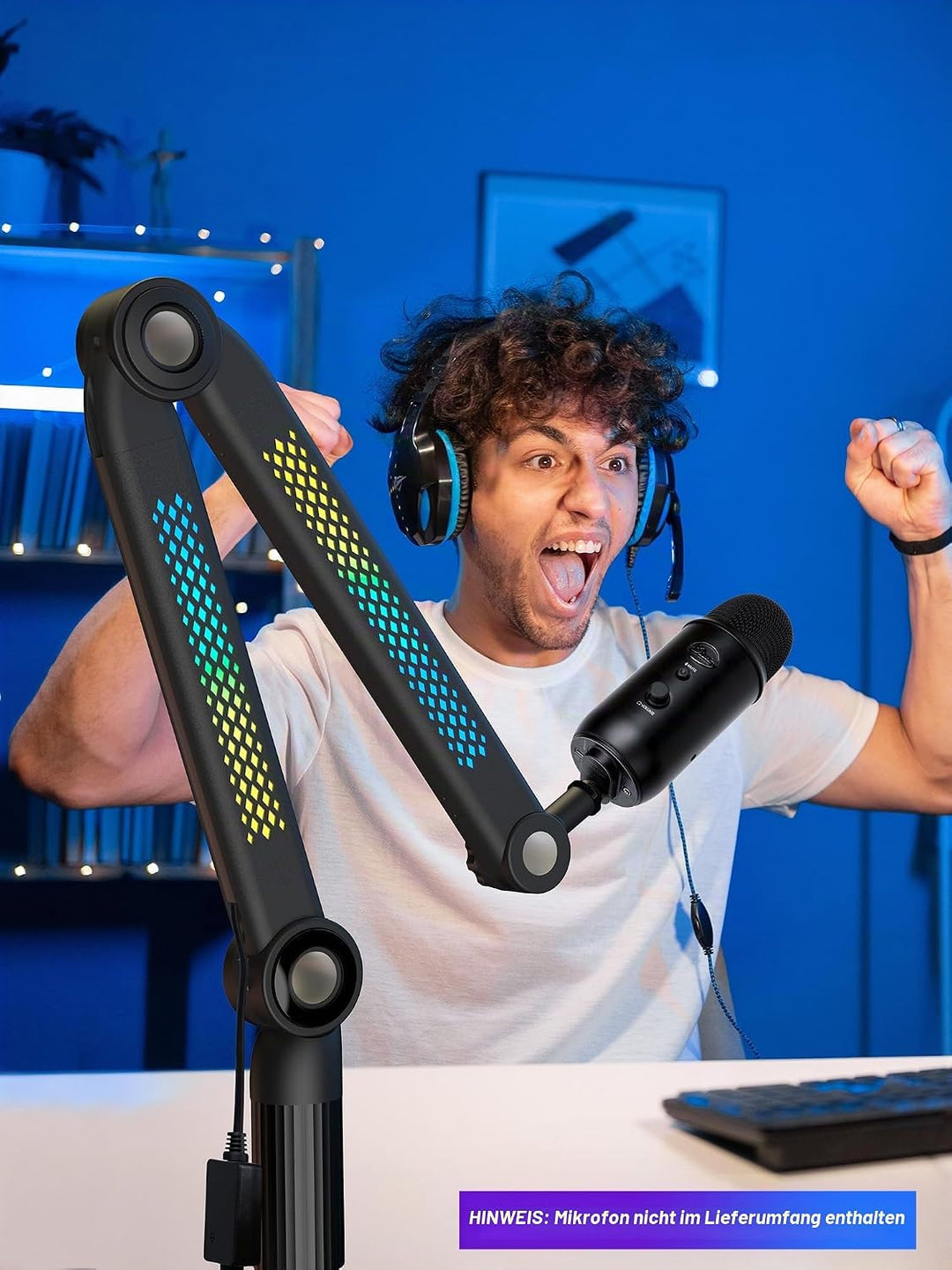 YOUSHARES RGB Tonaufnahme Mikrofon Arm kompatibel mit HyperX QuadCast, QuadCast 2, SM7B, MV7, Rode,