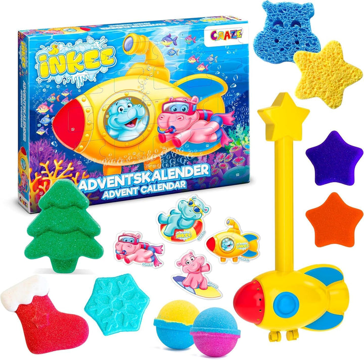 INKEE Badespass Adventskalender Kinder - Weihnachtskalender mit Badekugel, Badekosmetik kreativer Sp