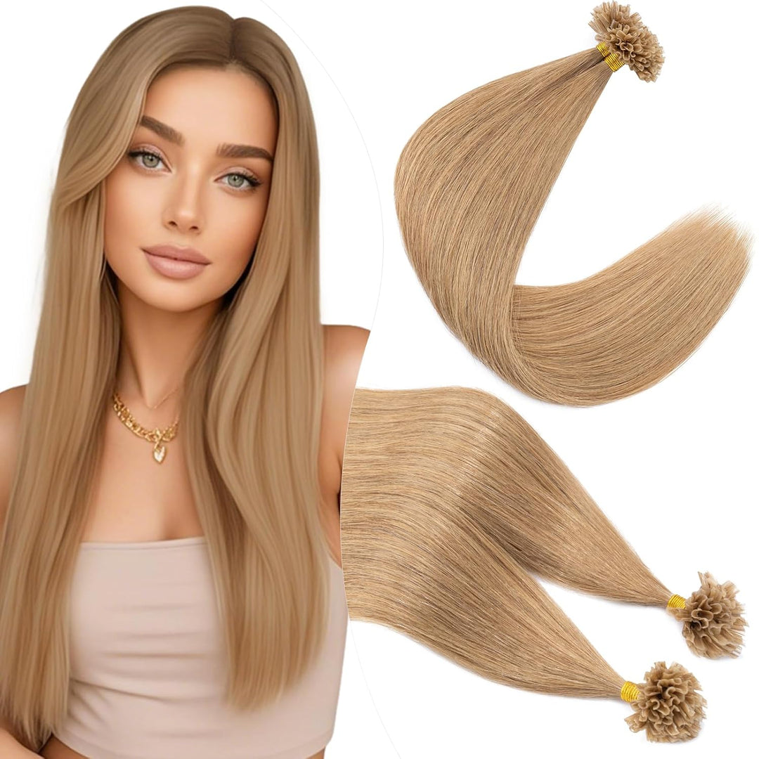 Elailite U-Tip Echthaar Bonding Extensions Keratin Haarverlängerung Haar Glatt 100 Strähnen 50g 18"/