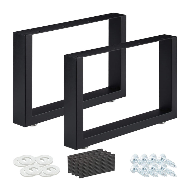 Relaxdays Tischkufen 2er Set, BxH: 64x40 cm, Metall Tischbeine Schreibtisch, Esstisch, Couchtisch, I
