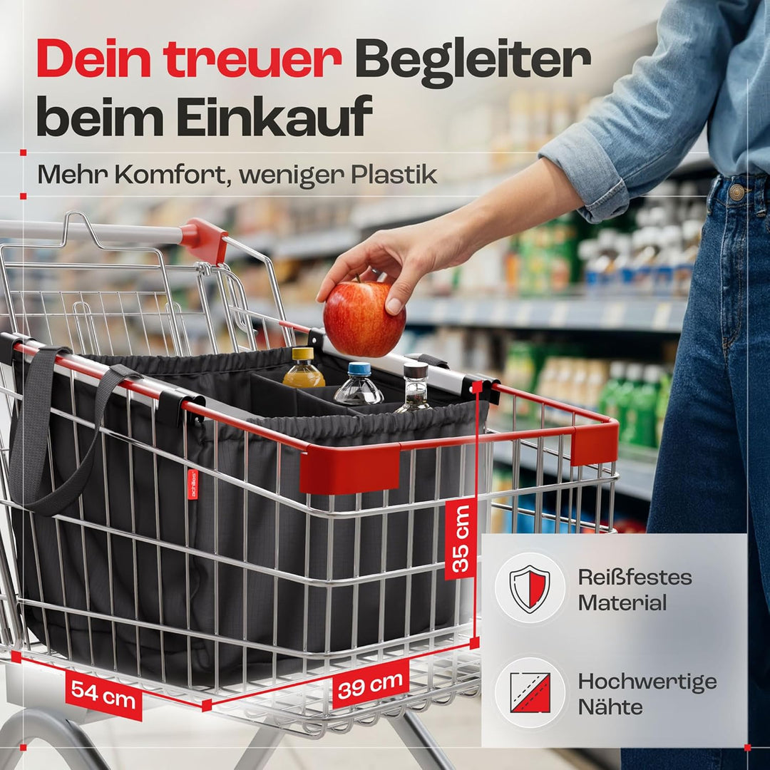 achilles Easy-Carrier Alu, Faltbare Einkaufswagentasche mit Kühlfach und Flaschenfach, Einkaufstasch