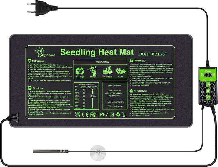 Hyindoor Heizmatte mit Thermostat wasserdichte Sämling Wärmematte Heizmatte Pflanzen Heizkissen für