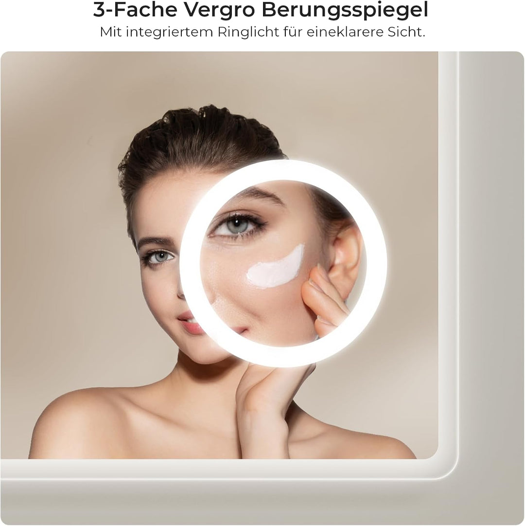 S'AFIELINA Badspiegel mit Beleuchtung 60 × 80 × 3,5 cm Badezimmerspiegel mit Beleuchtung mit Touch,
