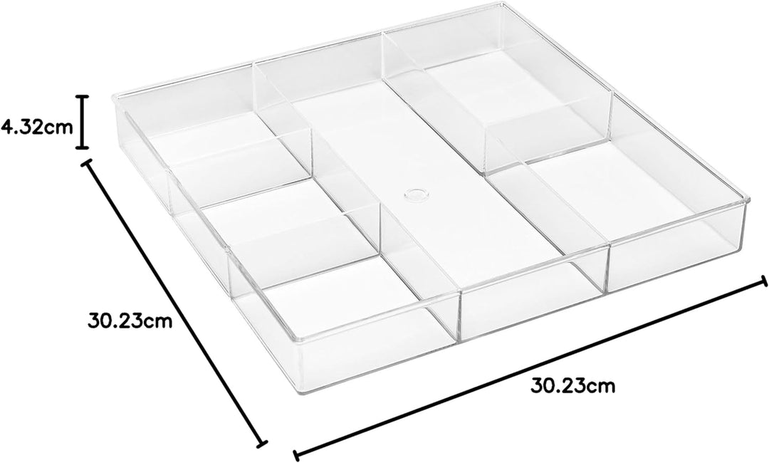 Whitmor Schubladen-Organizer mit 6 Fächern, transparent, Harz Kunststoff, farblos, 6-Section 6-Secti